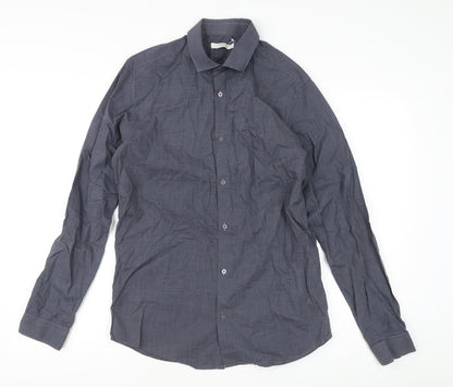 Jack & Jones Men’s Blue Check Slim Fit Cotton Shirt M Long Sleeve