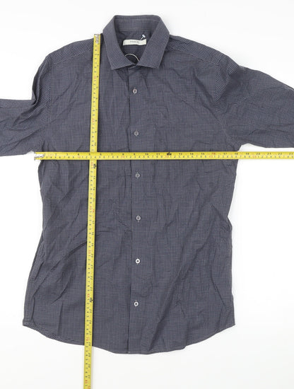Jack & Jones Men’s Blue Check Slim Fit Cotton Shirt M Long Sleeve