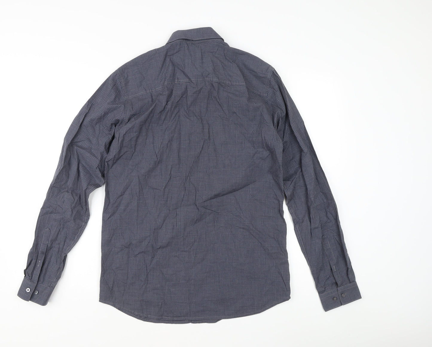 Jack & Jones Men’s Blue Check Slim Fit Cotton Shirt M Long Sleeve