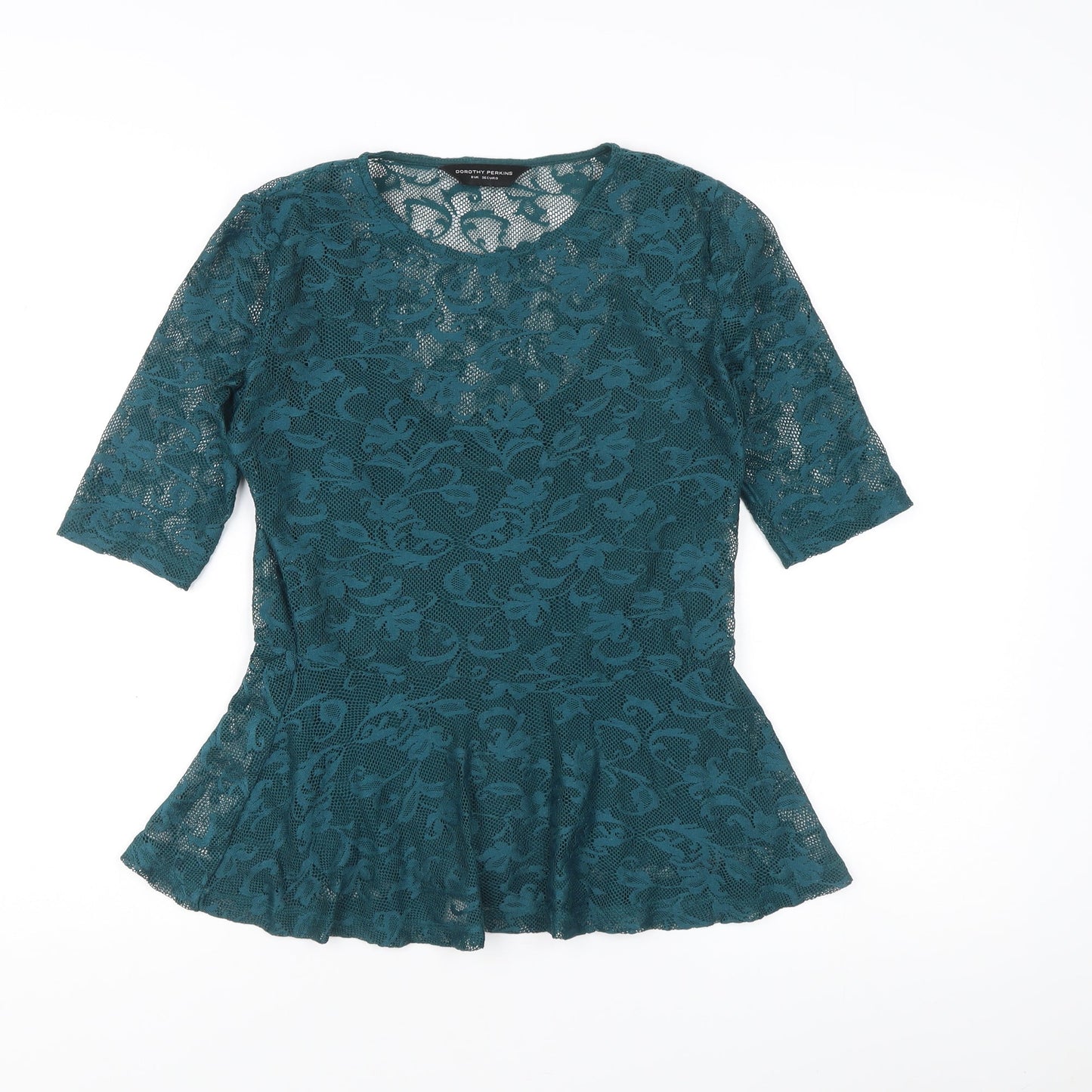 Womens UK Size 8 Dorothy Perkins Green Peplum Blouse