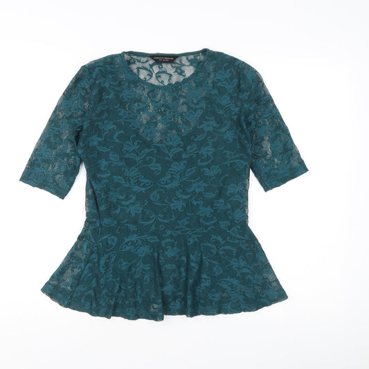 Womens UK Size 8 Dorothy Perkins Green Peplum Blouse