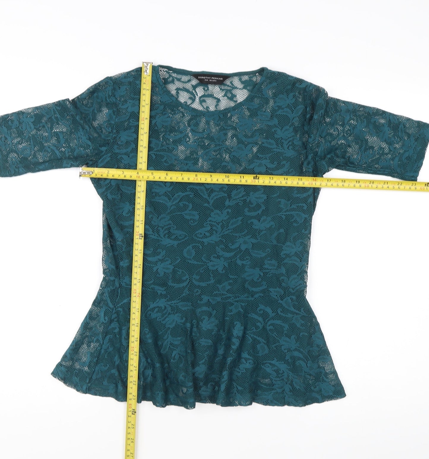 Womens UK Size 8 Dorothy Perkins Green Peplum Blouse