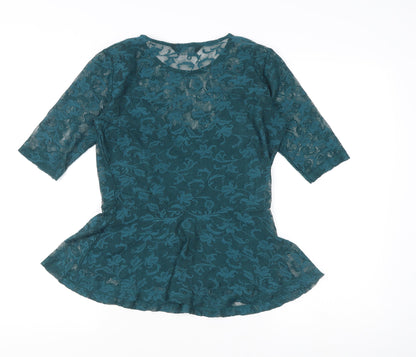 Womens UK Size 8 Dorothy Perkins Green Peplum Blouse