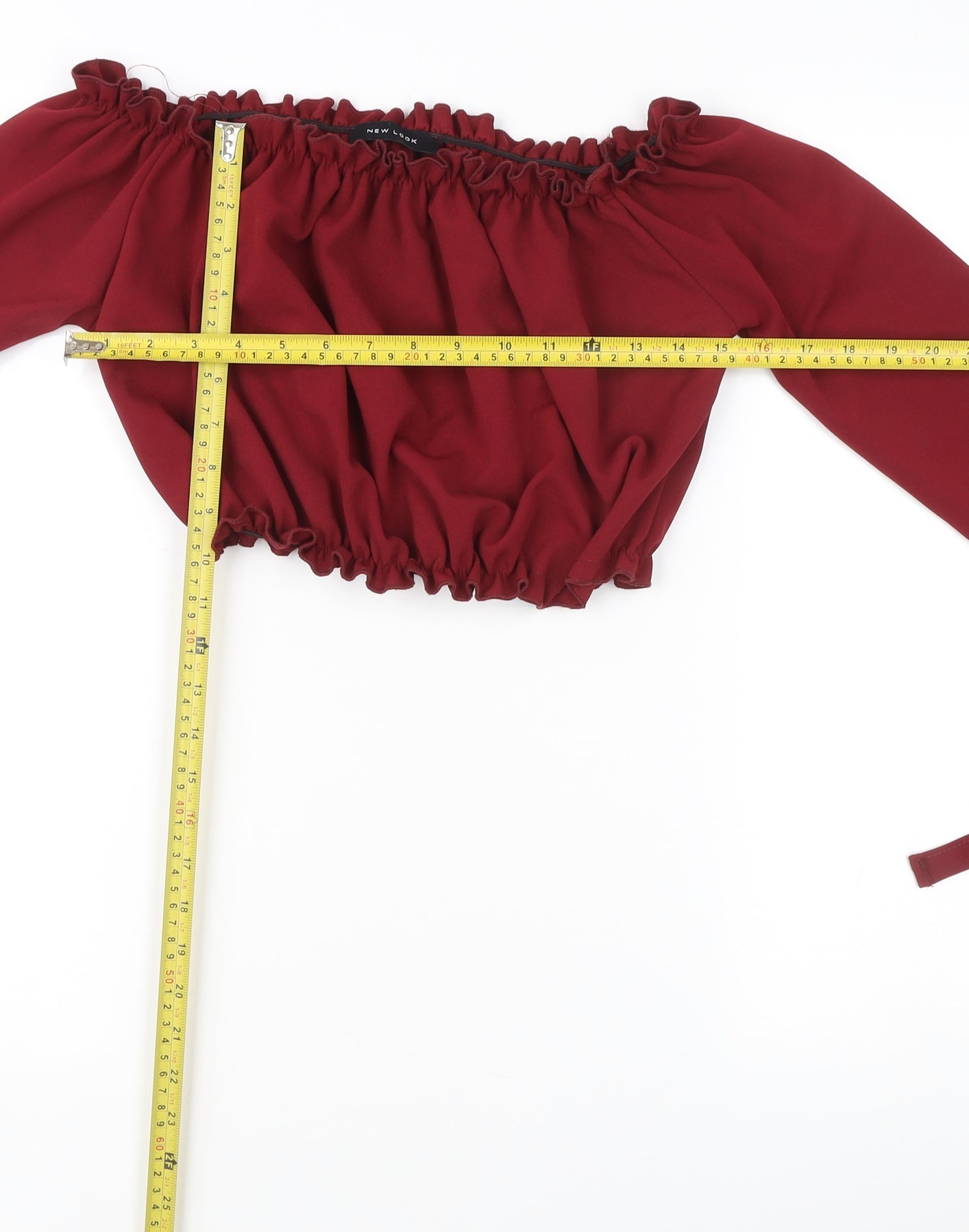 New Look Women’s Red Off Shoulder Cropped Blouse UK 12