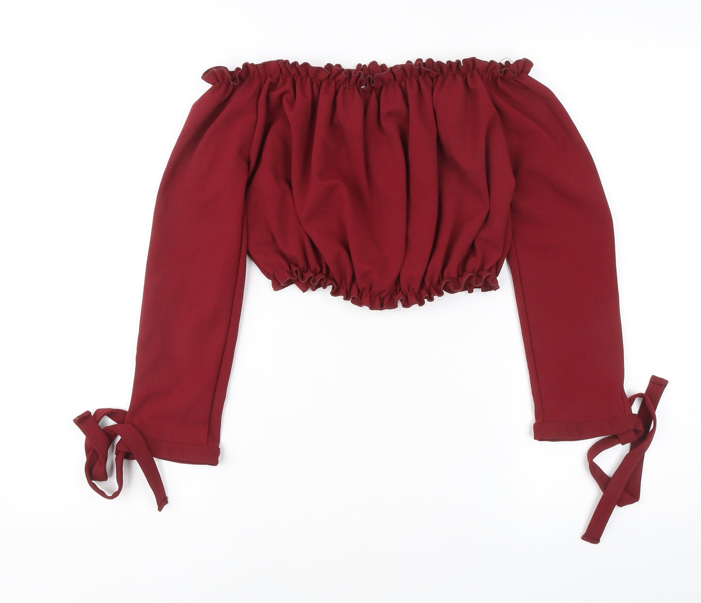 New Look Women’s Red Off Shoulder Cropped Blouse UK 12