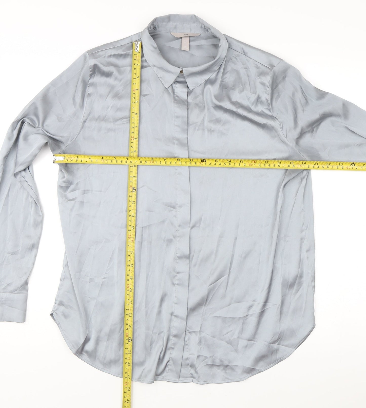 Womens UK Size M H&M Grey Basic Button-Up