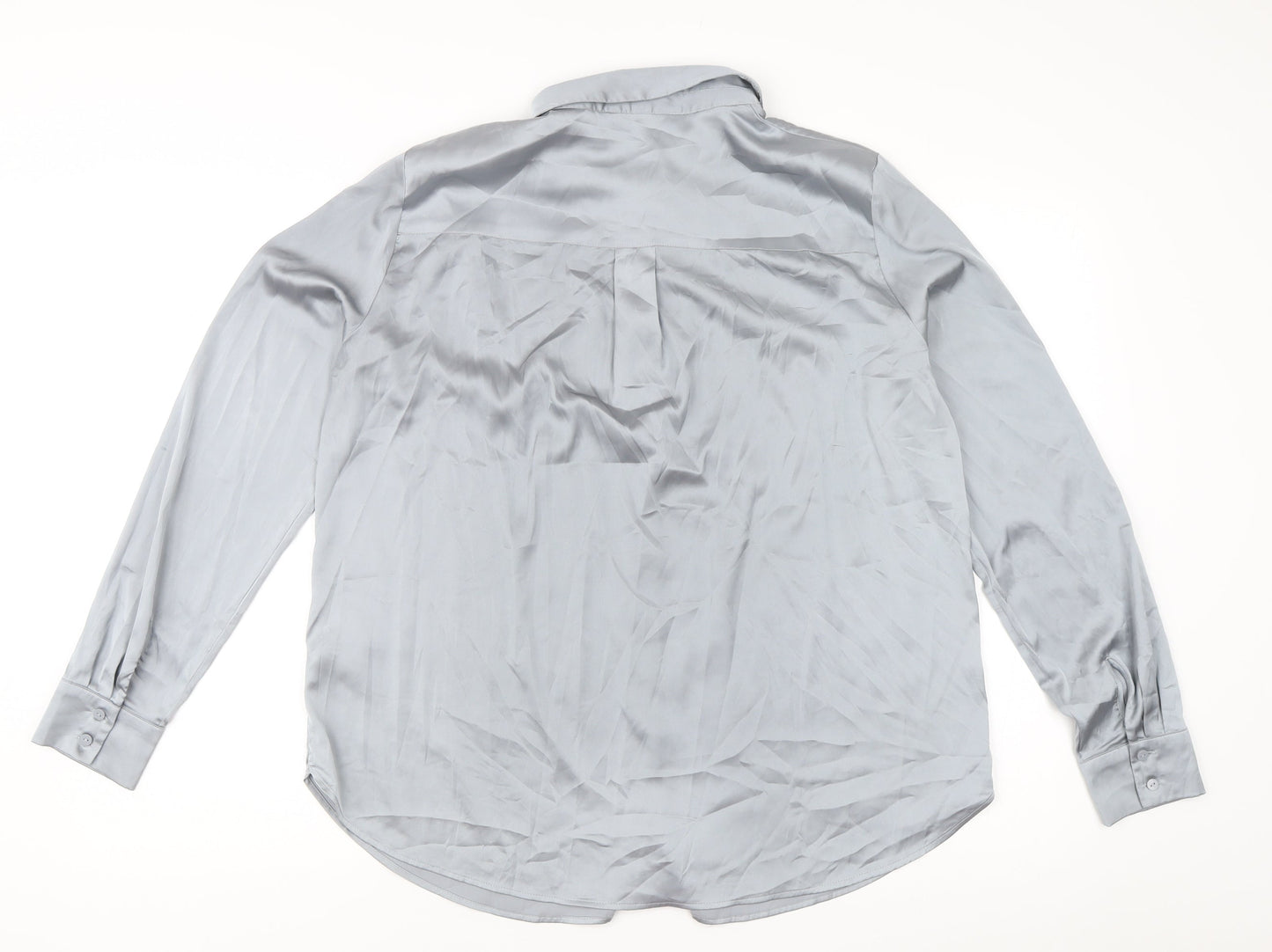 Womens UK Size M H&M Grey Basic Button-Up