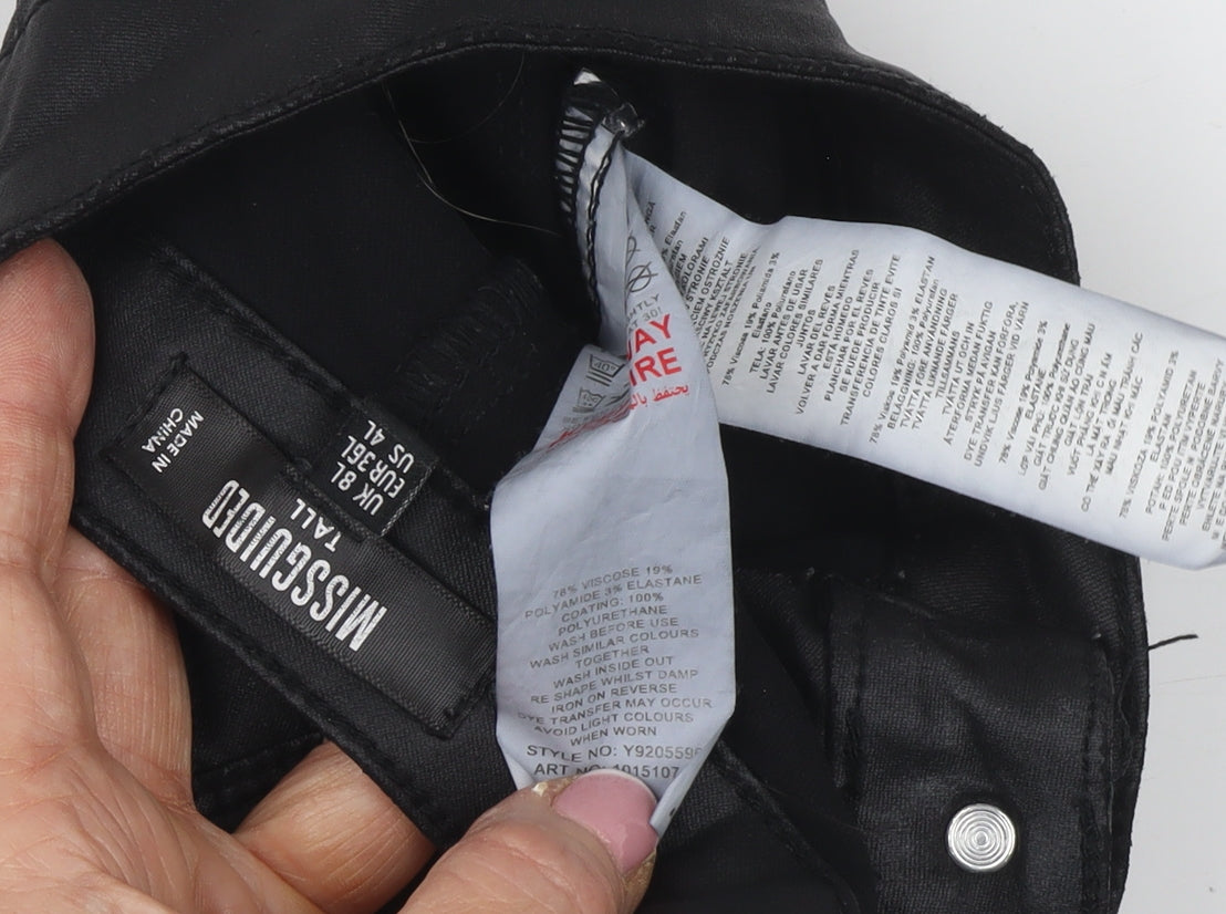 Missguided Women’s Black Cargo Trousers L Slim Fit Tapered Zip Pockets