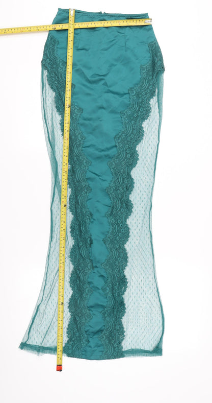 PrettyLittleThing Women’s Green Size 8 High Rise Lace Pencil Skirt