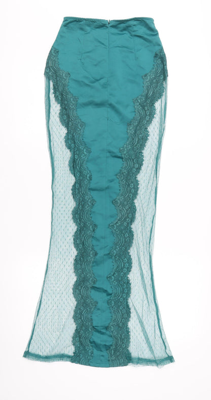 PrettyLittleThing Women’s Green Size 8 High Rise Lace Pencil Skirt