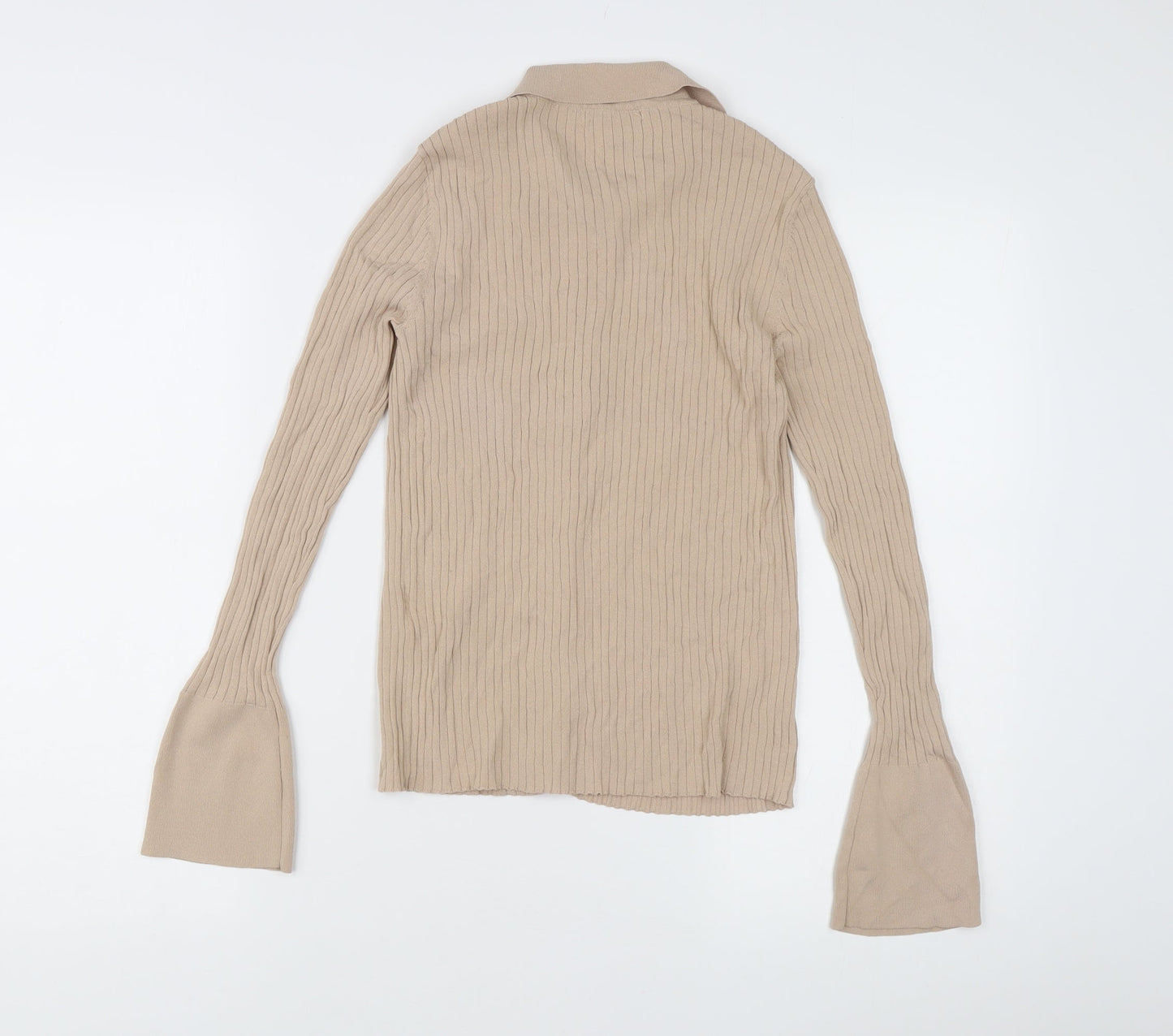 Womens UK Size S NA-KD Beige Basic Button-Up
