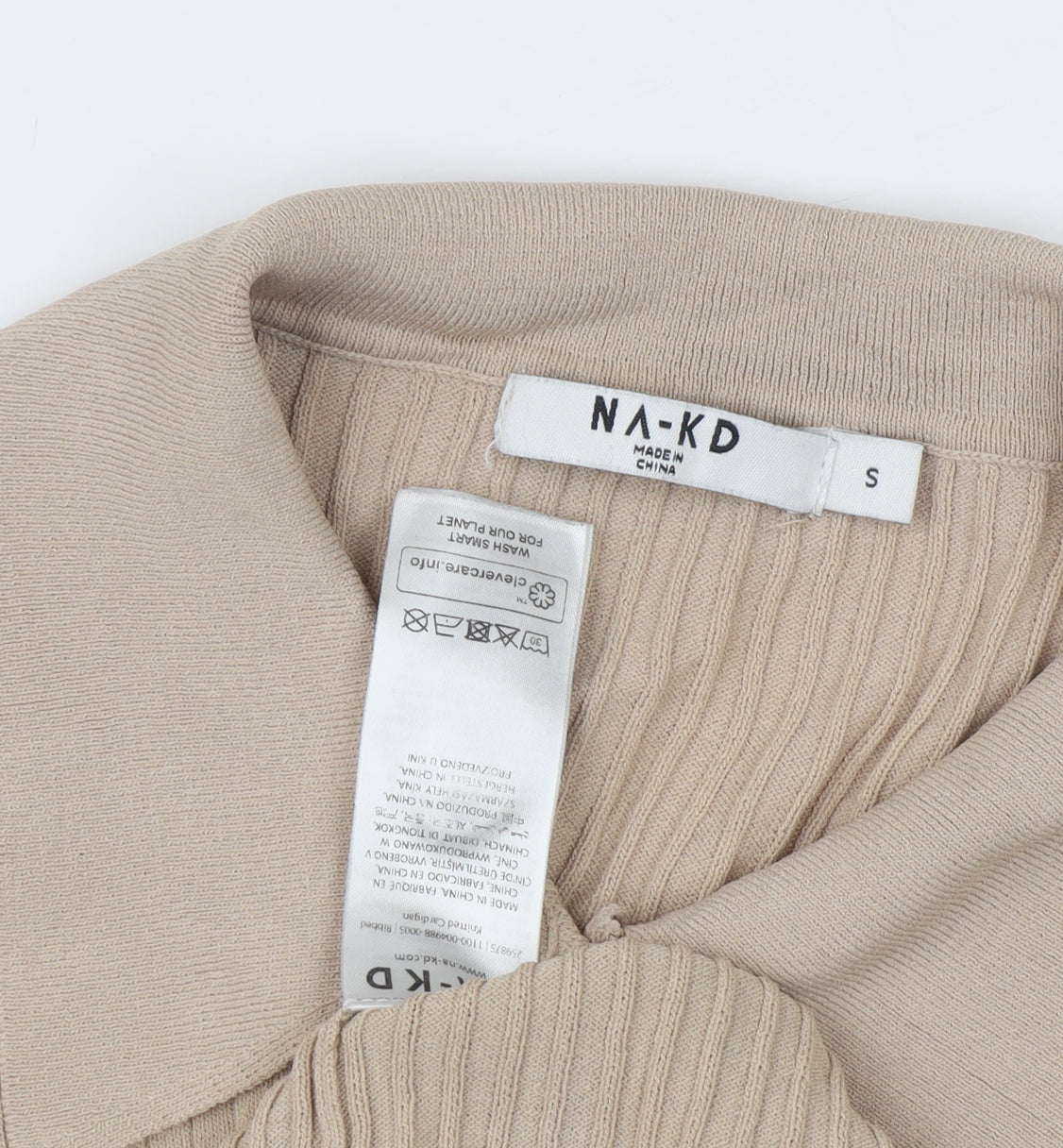 Womens UK Size S NA-KD Beige Basic Button-Up