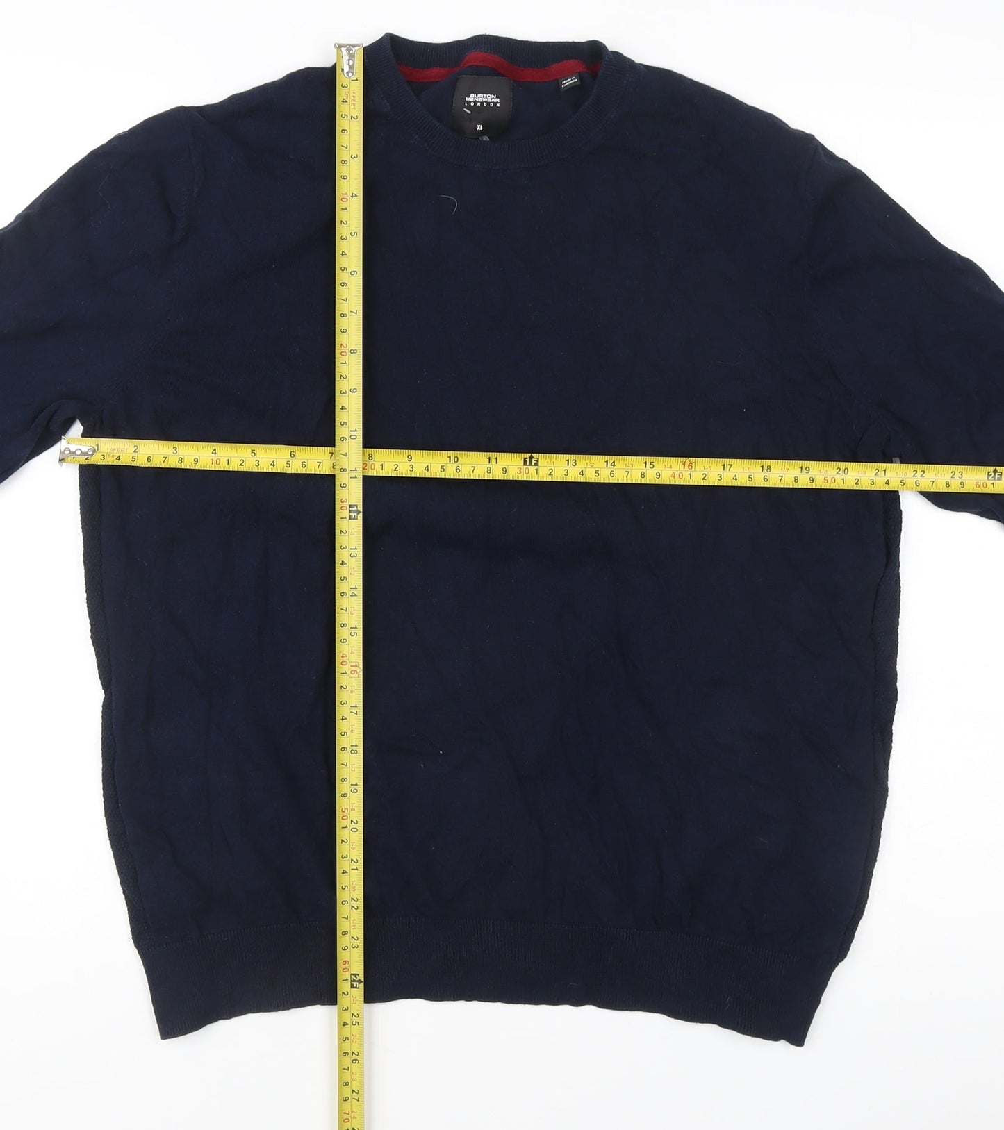 Burton Menswear Men’s Blue XL Cotton Crew Neck Pullover Jumper