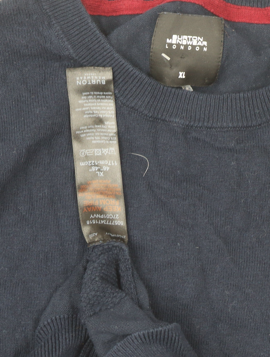 Burton Menswear Men’s Blue XL Cotton Crew Neck Pullover Jumper