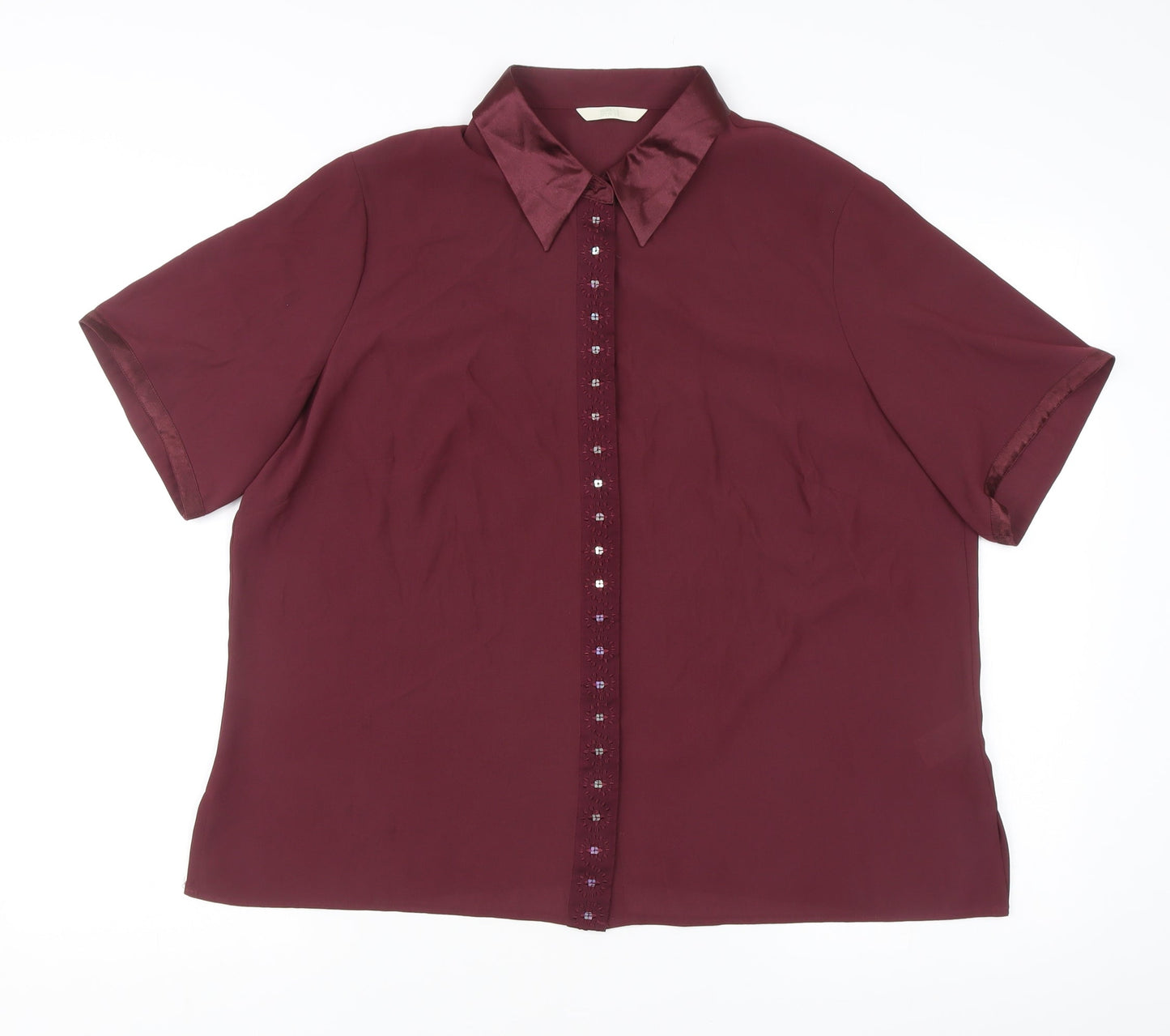 Womens UK Size 18 Marks and Spencer Purple Basic Button-Up