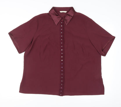 Womens UK Size 18 Marks and Spencer Purple Basic Button-Up