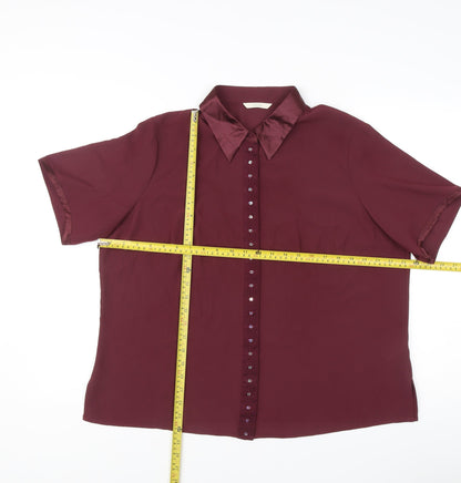 Womens UK Size 18 Marks and Spencer Purple Basic Button-Up