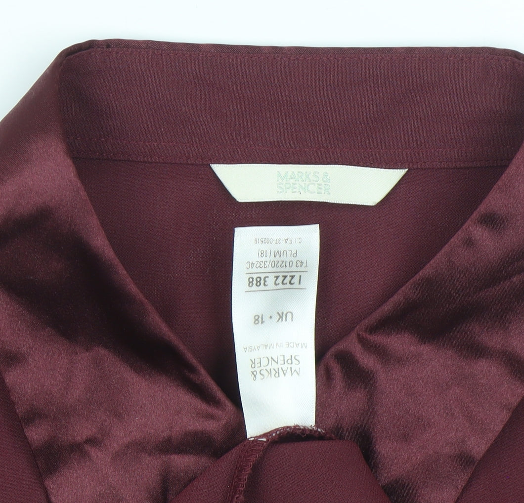 Womens UK Size 18 Marks and Spencer Purple Basic Button-Up