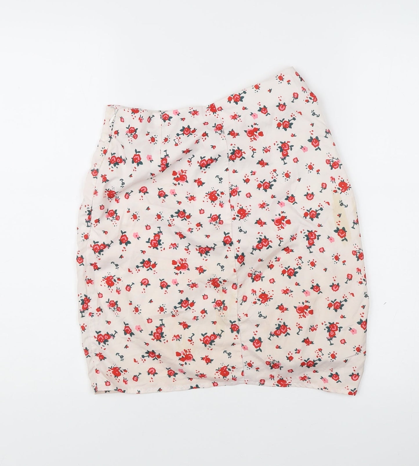 Parisian Women’s Beige Floral Ruched Short Pencil Skirt Size M