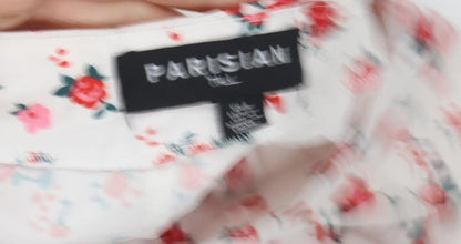 Parisian Women’s Beige Floral Ruched Short Pencil Skirt Size M