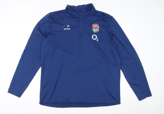 Umbro Men’s Blue England Rugby L 1/4 Zip Athletic Pullover Top