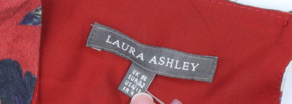 Laura Ashley Women's Red Floral Knee Length Shift Dress Size 16