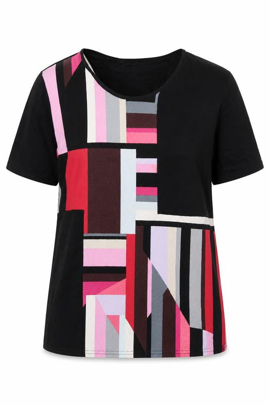 Womens UK Size 14 Afibel Multicoloured Basic T-Shirt