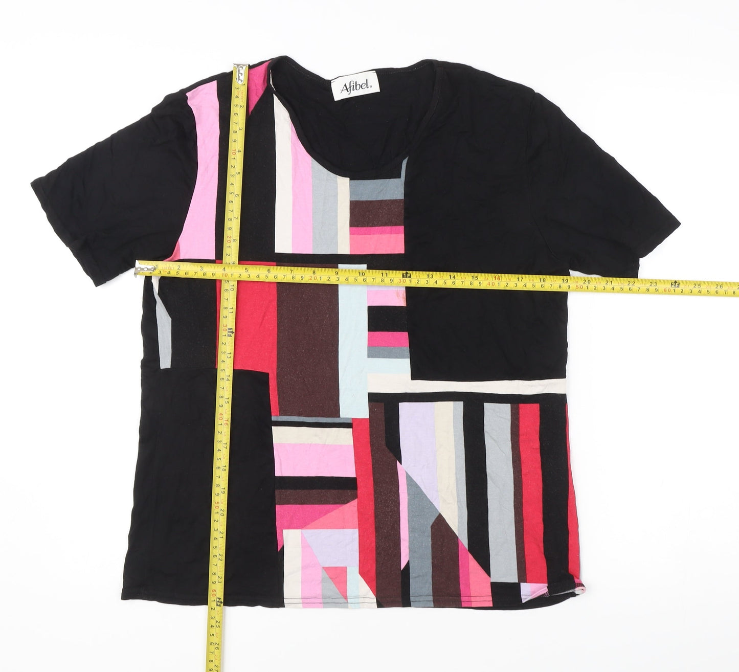 Womens UK Size 14 Afibel Multicoloured Basic T-Shirt