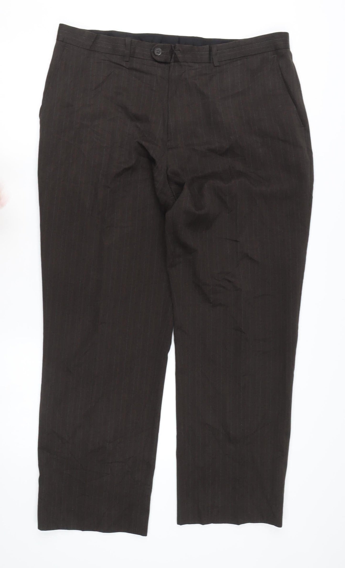 Matalan Men's Brown Pinstripe 38W 29L Straight Leg Suit Trousers