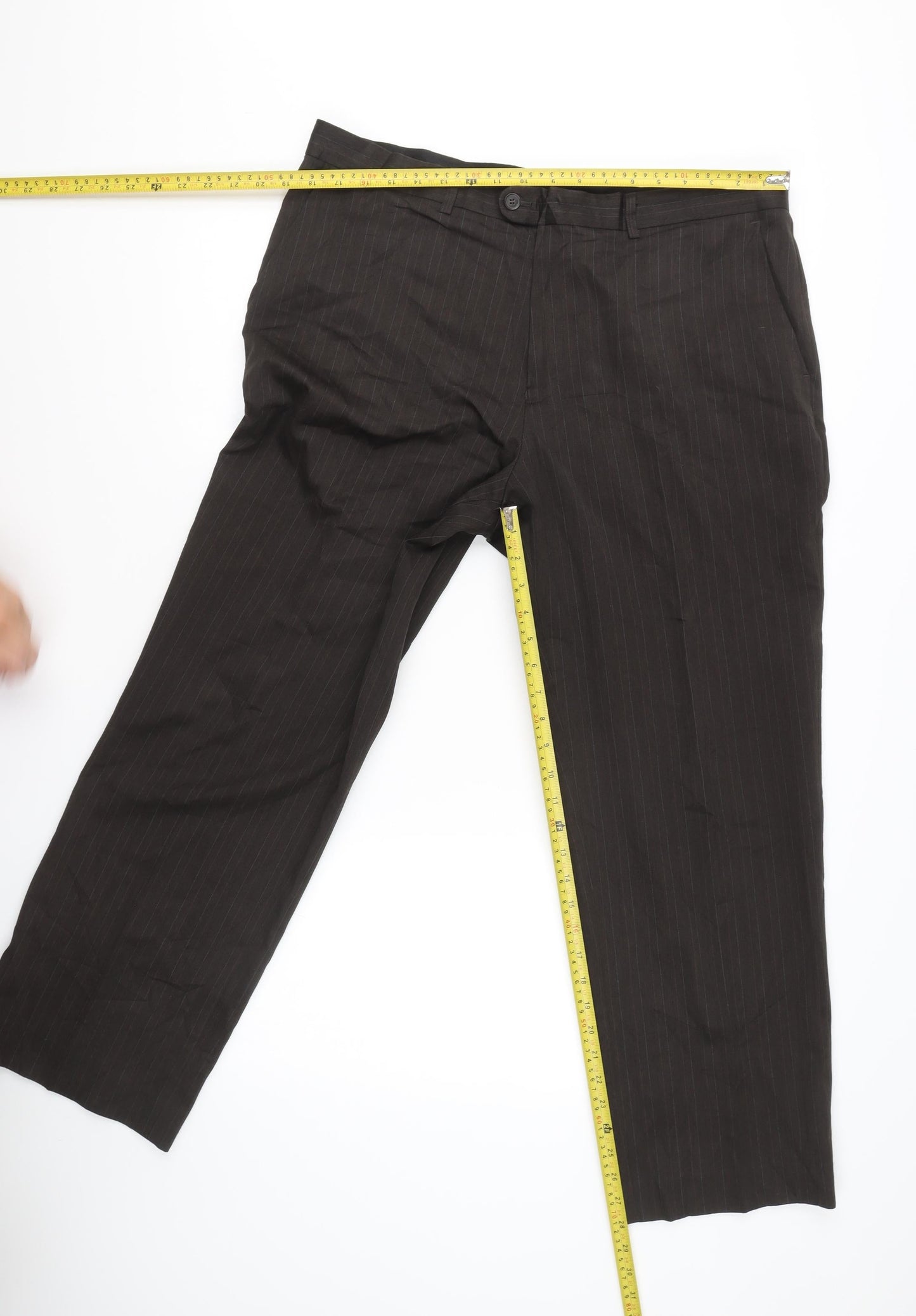 Matalan Men's Brown Pinstripe 38W 29L Straight Leg Suit Trousers