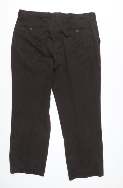 Matalan Men's Brown Pinstripe 38W 29L Straight Leg Suit Trousers