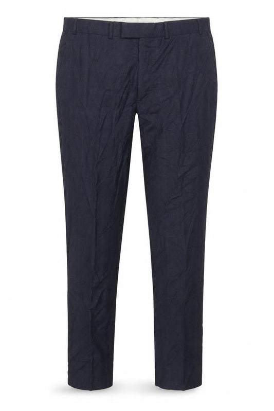 Marks and Spencer Men’s Blue Slim Fit Wool Check Suit Trousers 38W 33L