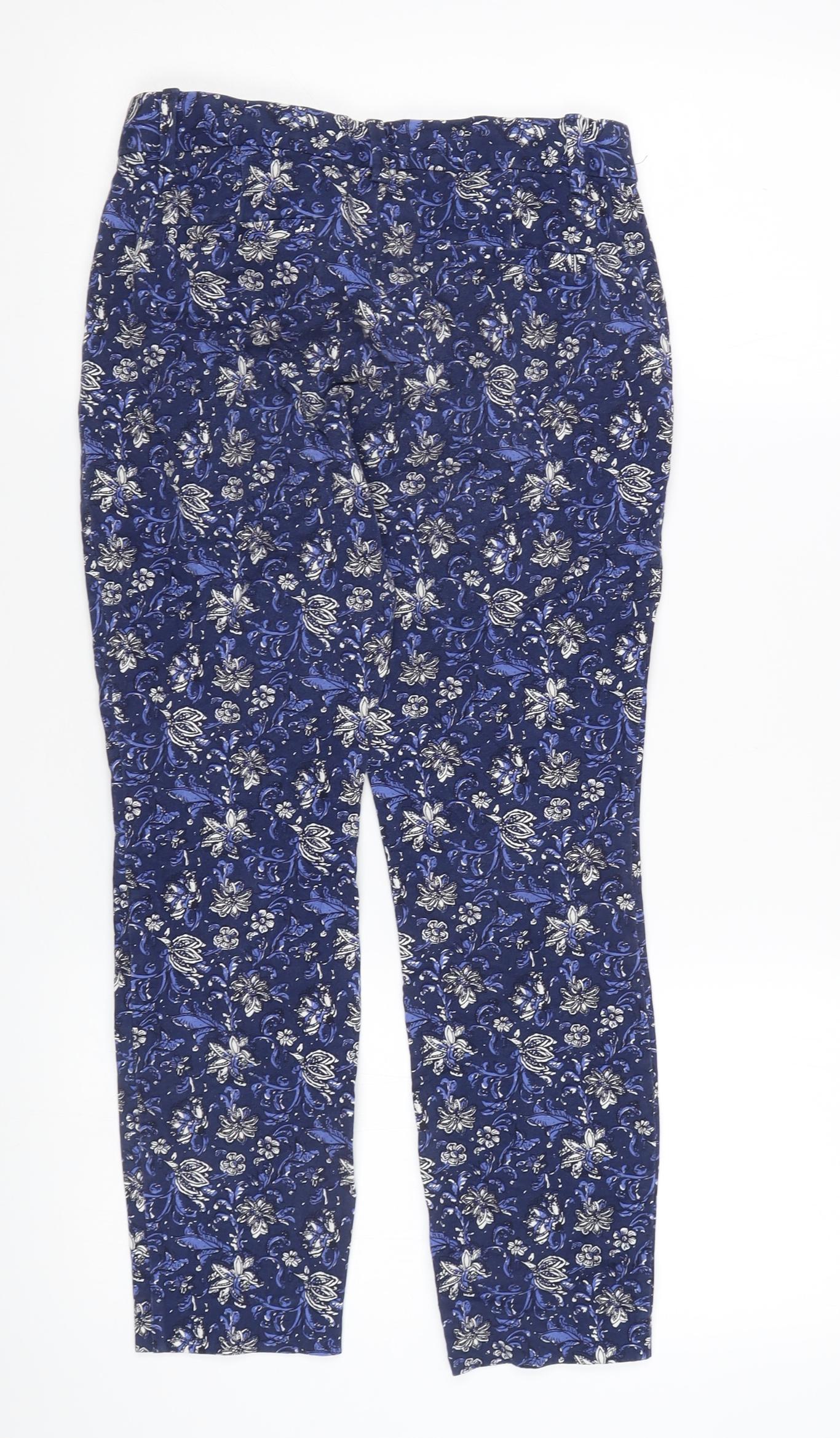 GAP Women's Blue Floral Ankle Skinny Trousers Size 6 Slim Fit