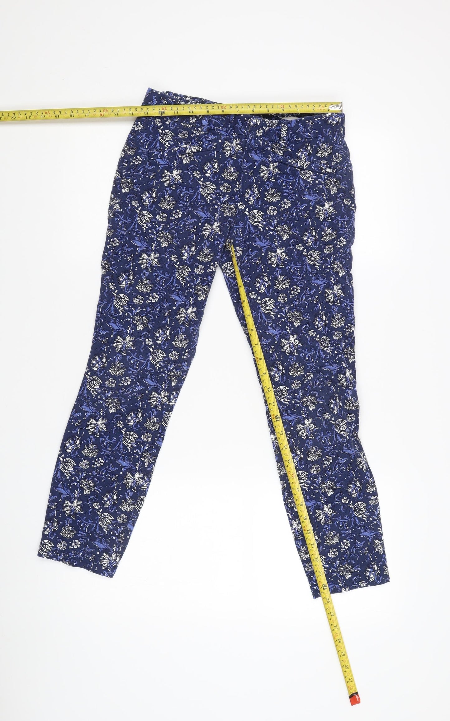 GAP Women's Blue Floral Ankle Skinny Trousers Size 6 Slim Fit