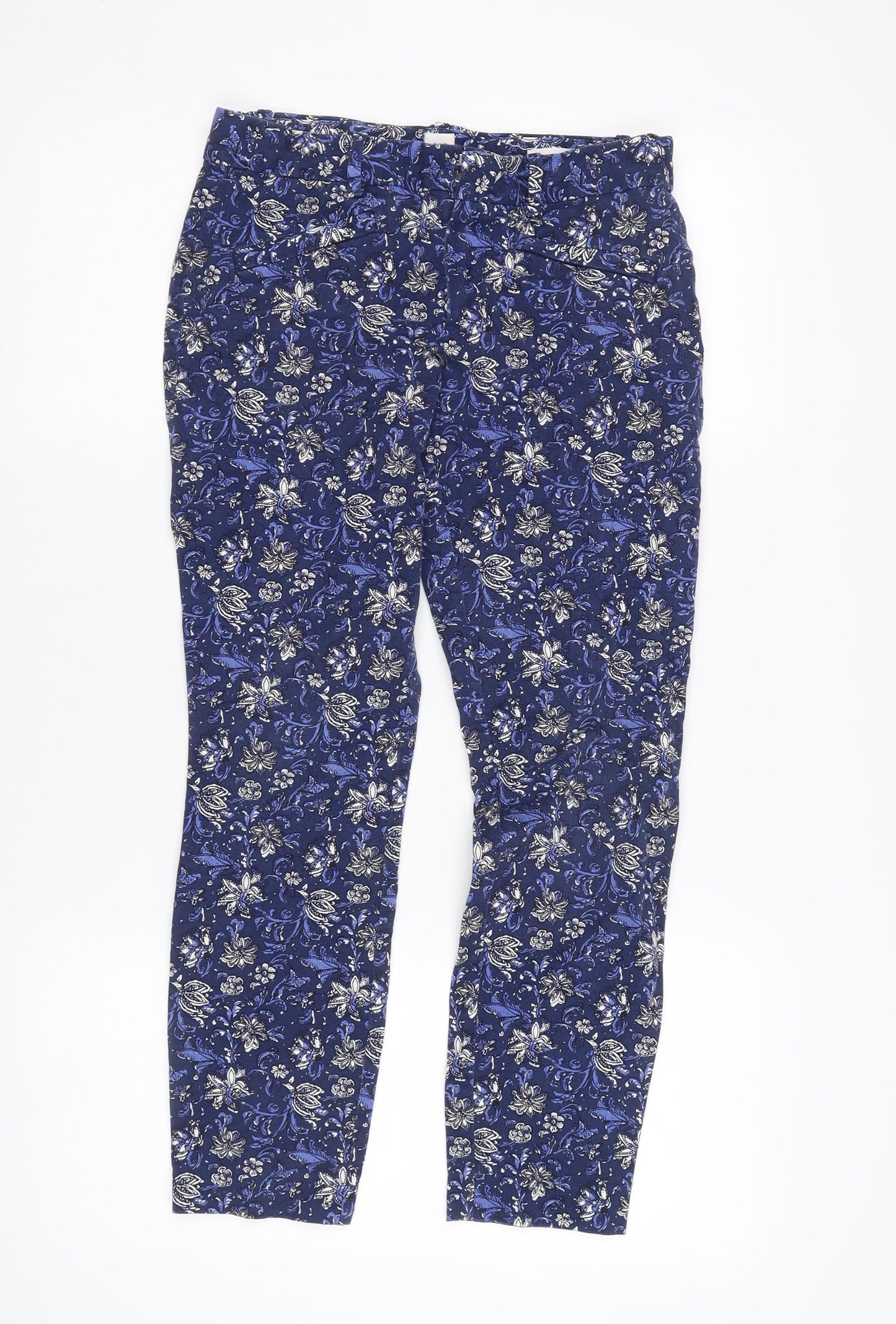 GAP Women's Blue Floral Ankle Skinny Trousers Size 6 Slim Fit