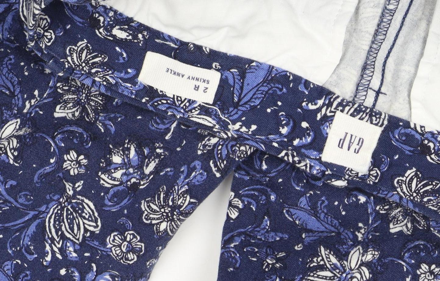 GAP Women's Blue Floral Ankle Skinny Trousers Size 6 Slim Fit