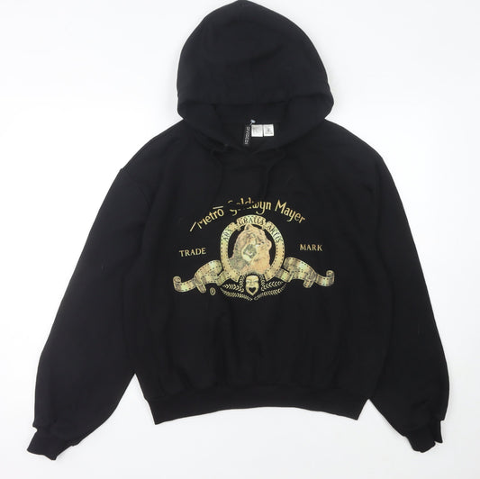 H&M Women’s Black MGM Logo Pullover Hoodie Size 14 Cotton Blend