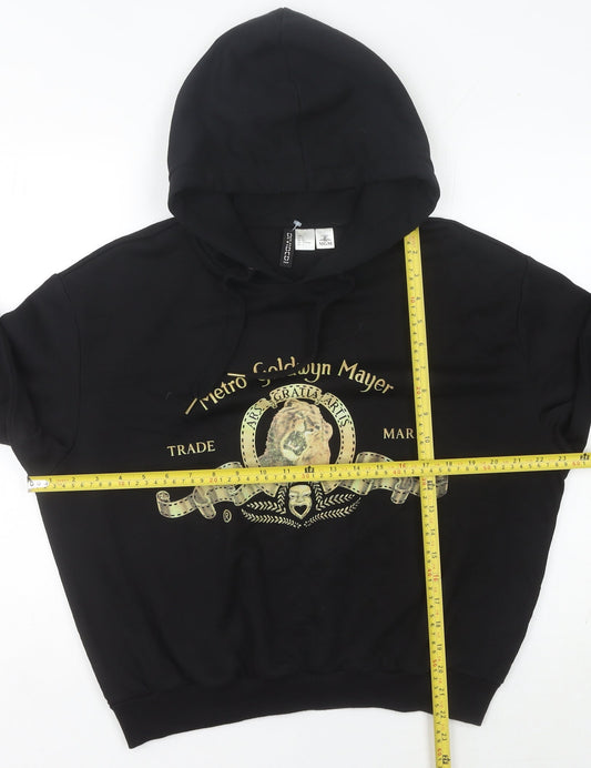 H&M Women’s Black MGM Logo Pullover Hoodie Size 14 Cotton Blend