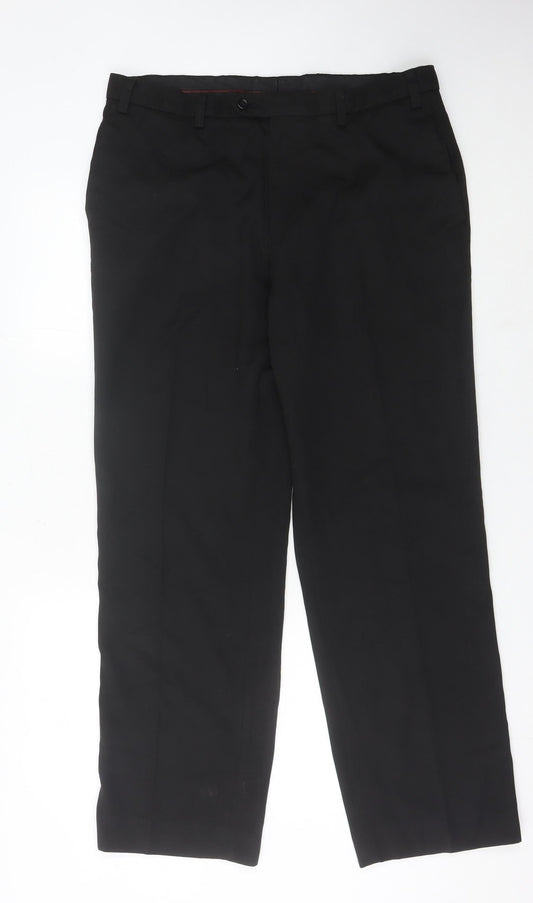 Next Men's Black Regular Fit Dress Trousers - 36R Waist, Formal Wear