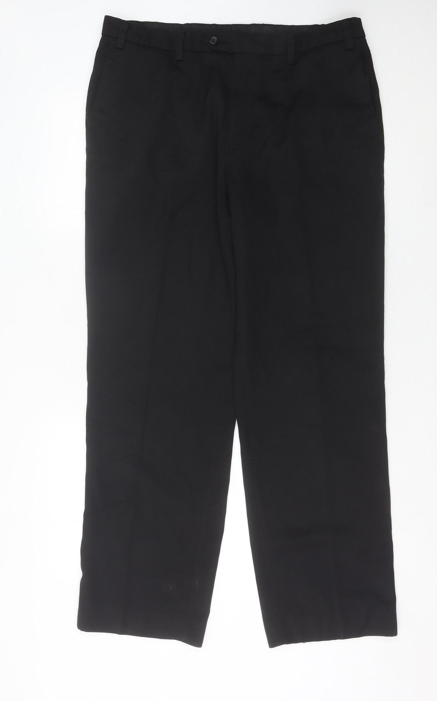 Next Men's Black Regular Fit Dress Trousers - 36R Waist, Formal Wear