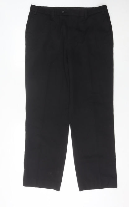 Next Men's Black Regular Fit Dress Trousers - 36R Waist, Formal Wear
