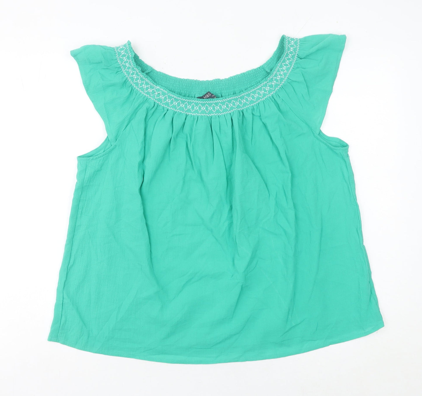 Womens UK Size 6 Marks and Spencer Green Basic Blouse