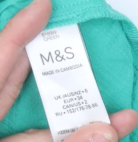 Womens UK Size 6 Marks and Spencer Green Basic Blouse
