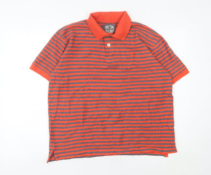 Samuel Windsor Men’s Orange Striped Polo Shirt L Cotton Casual