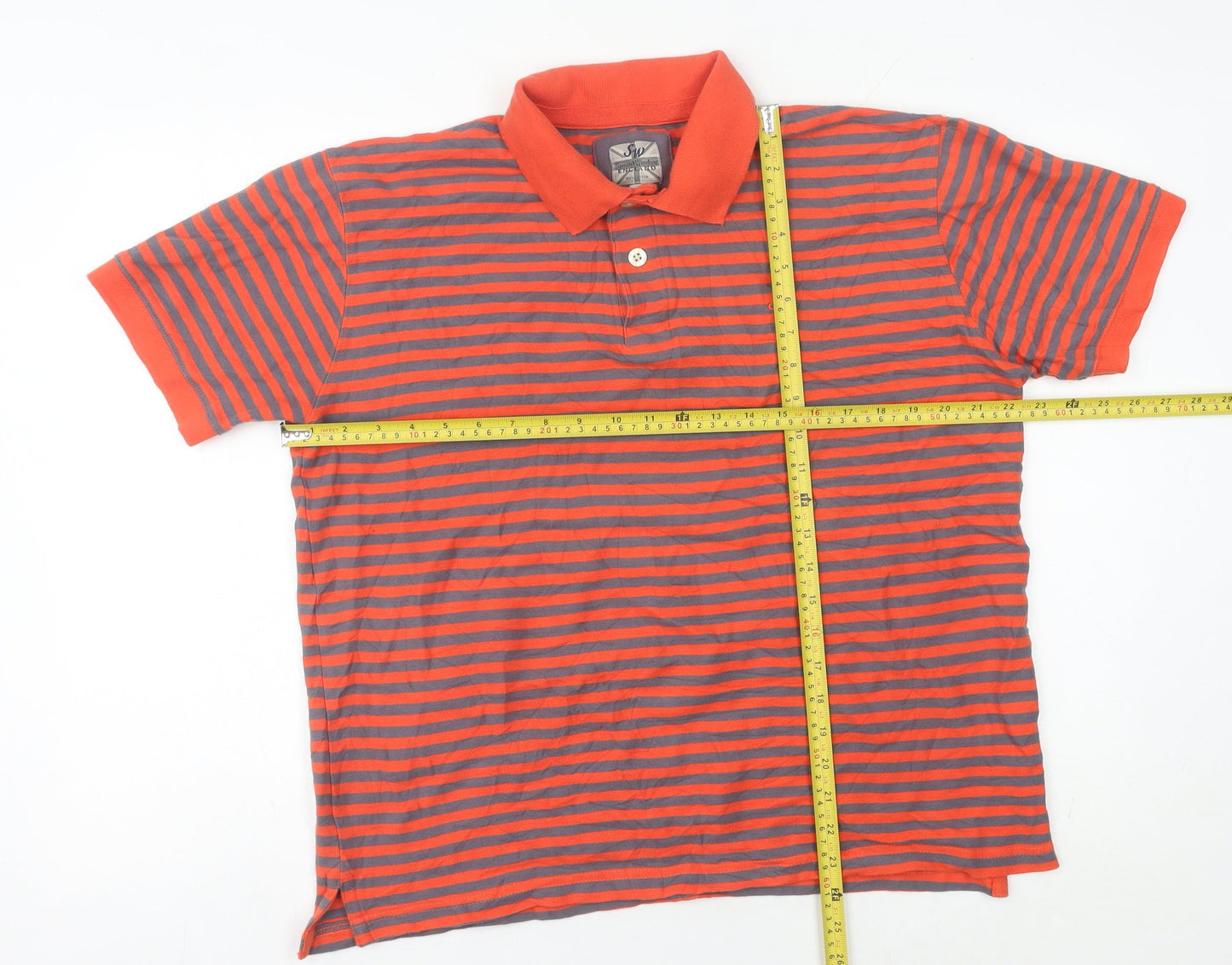 Samuel Windsor Men’s Orange Striped Polo Shirt L Cotton Casual