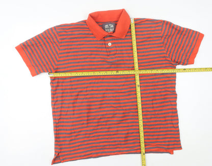 Samuel Windsor Men’s Orange Striped Polo Shirt L Cotton Casual