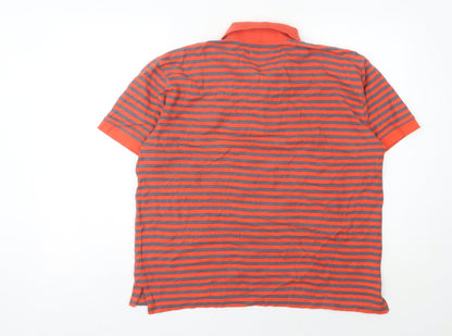 Samuel Windsor Men’s Orange Striped Polo Shirt L Cotton Casual