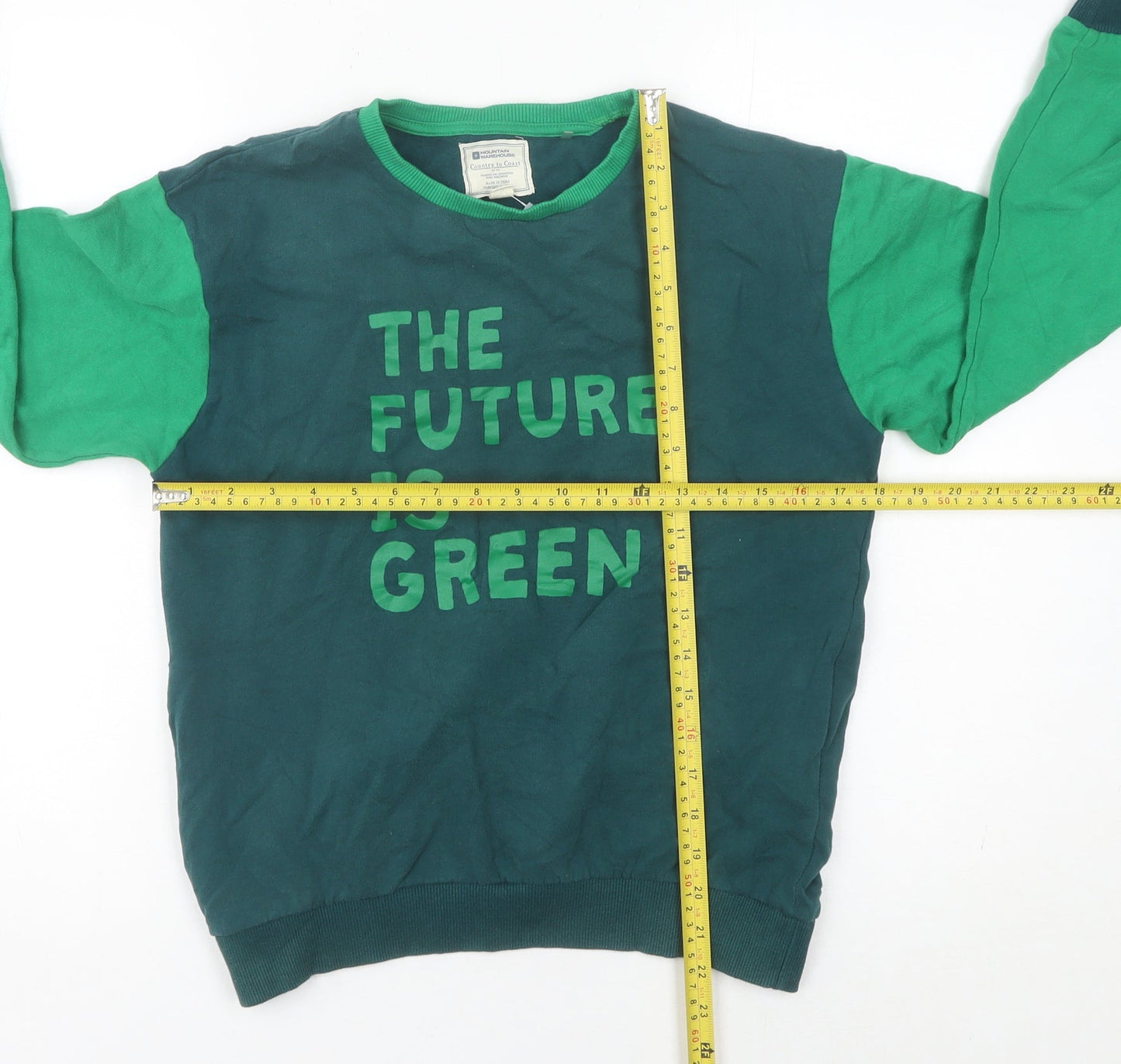 Mountain Warehouse Boys Green Pullover Sweatshirt 13 Years Graphic Print