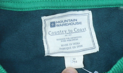 Mountain Warehouse Boys Green Pullover Sweatshirt 13 Years Graphic Print