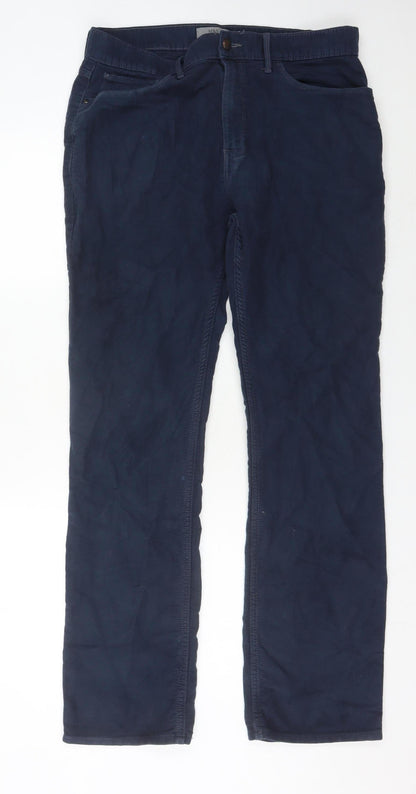 Marks and Spencer Men's Blue 34L Chino Trousers Cotton Casual
